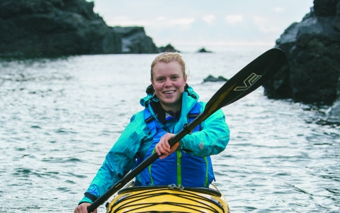 Erin in a sea kayak
