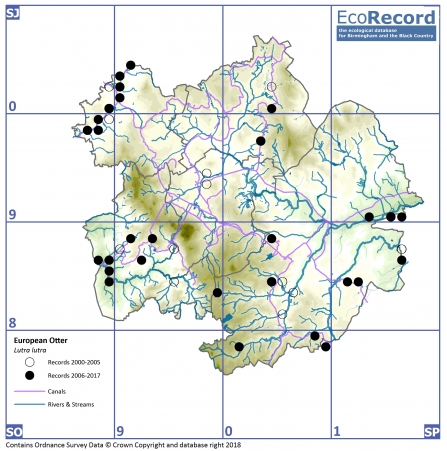 Ecorecord map of otter spots 