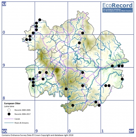 Ecorecord map of otter spots