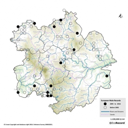 Map of Mole records across Birmingham and the Black Country