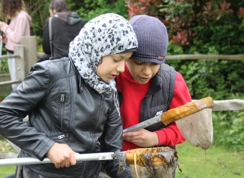 Children pond dipping at EcoPark