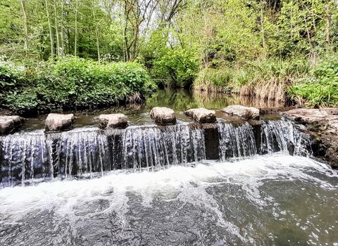 Man-made weir at King's Norton Nature Reserve